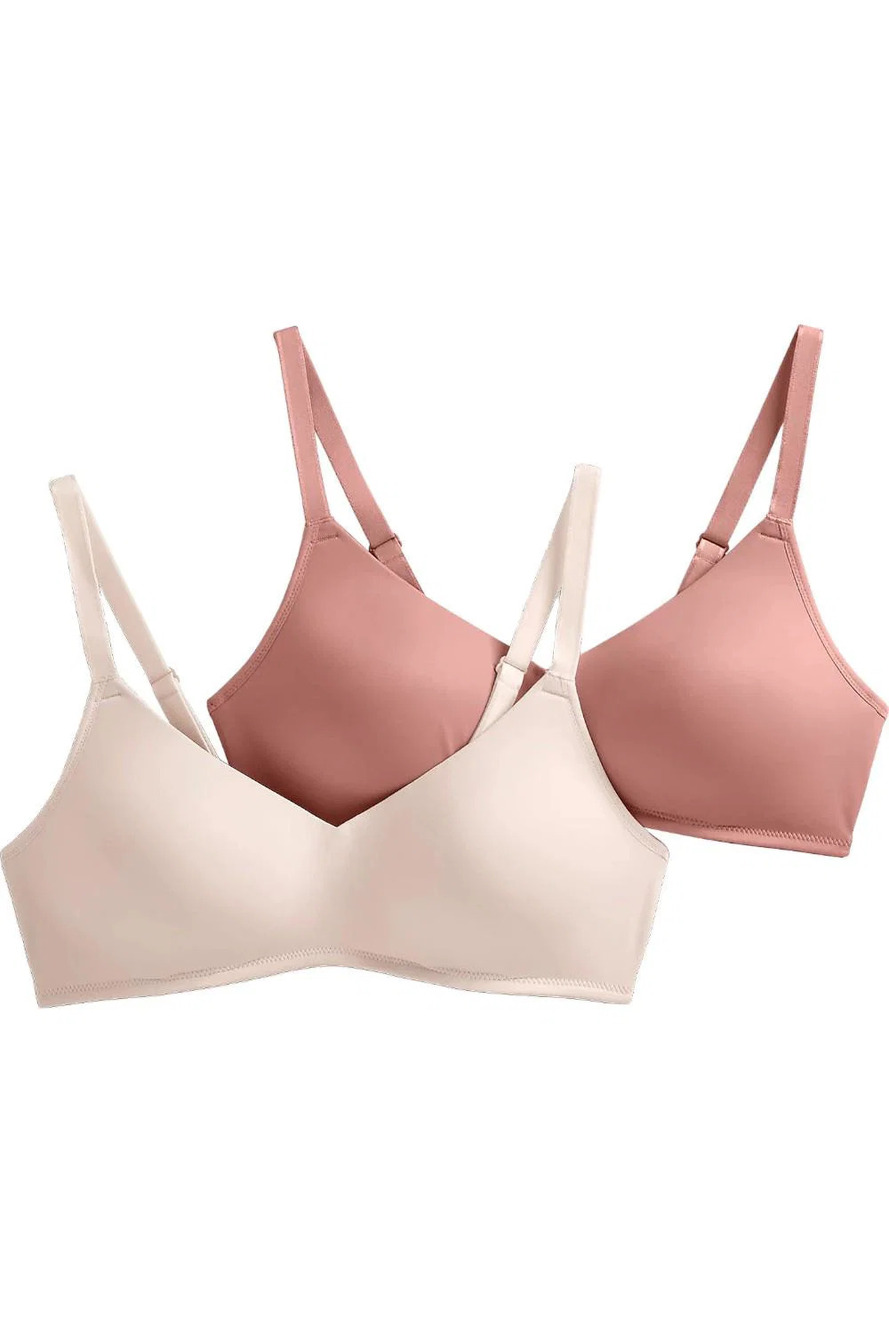 Jockey Women's 2pk Smooth & Sleek WF Molded Bra Peach Ice/Rose -
